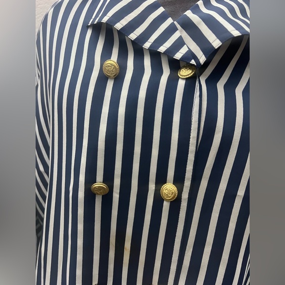 Diane Gilman Vintage 100% Silk Striped Button Down Blouse Size Medium - Picture 2 of 9